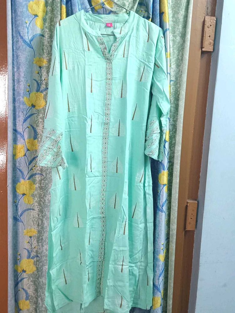Mint Green Embroidered Kurti