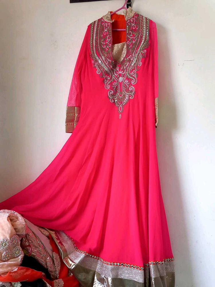 Long Kurti Pink N Golden