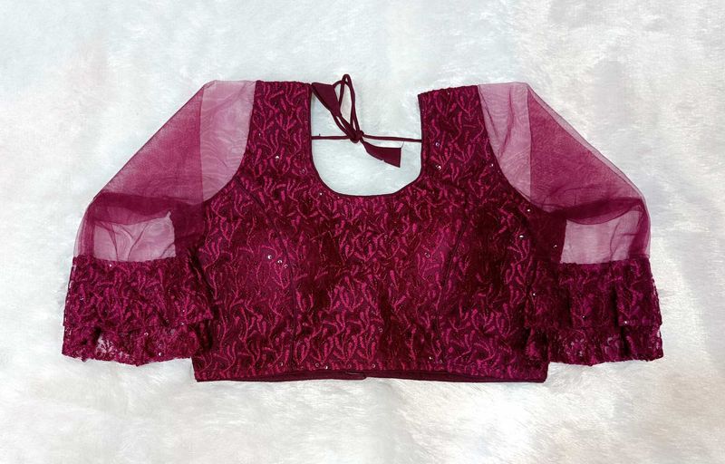 Wine Embellished Blouse
