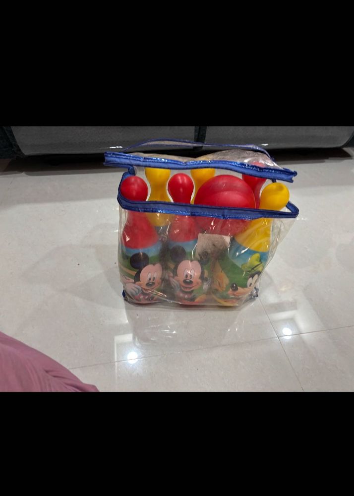 combo: Kids Bowling Set and building block se