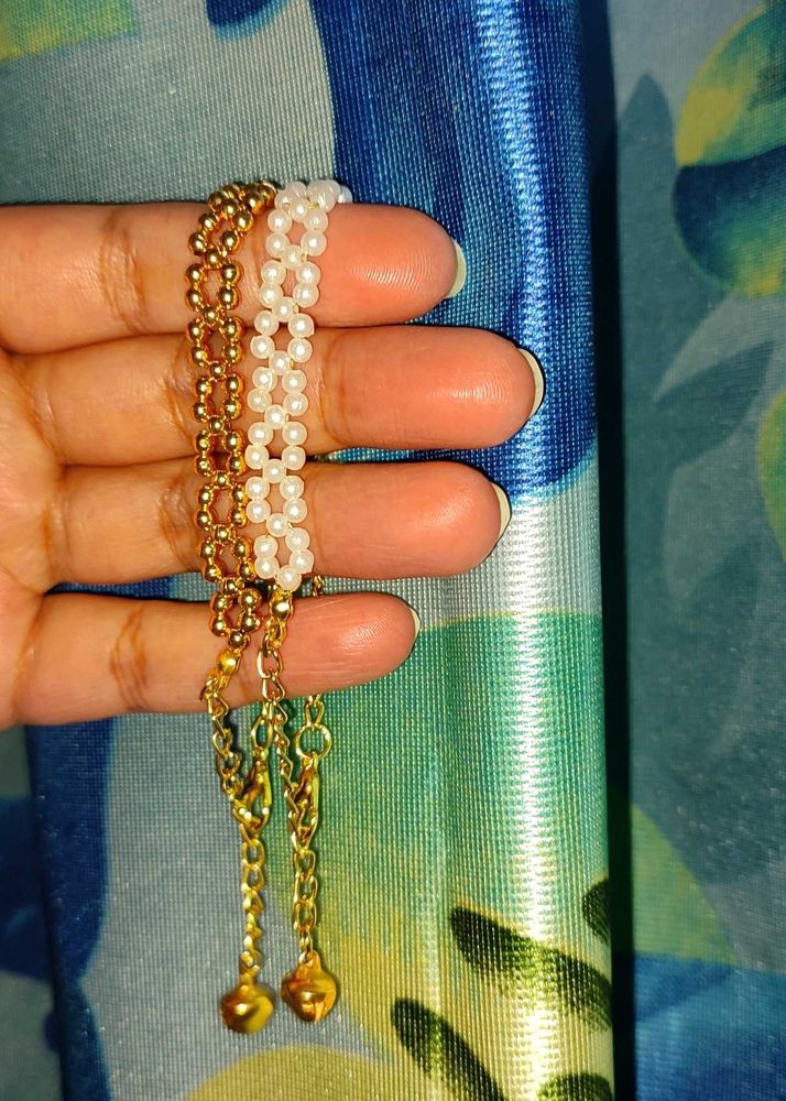 Beaded Bracelets - Gold &amp; Pearl