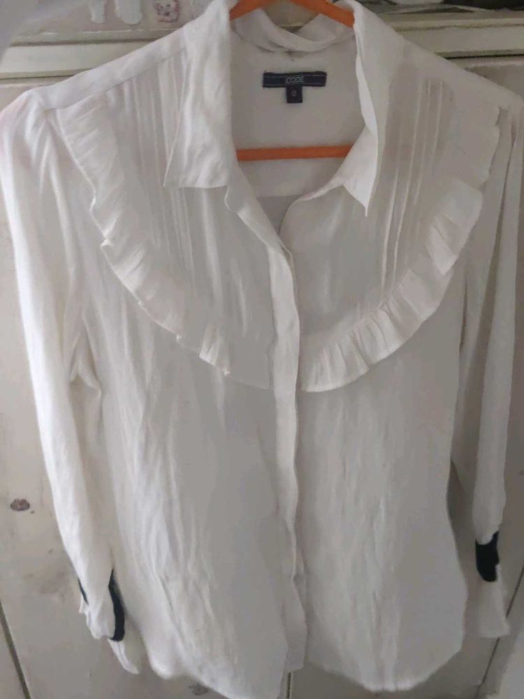 Elegant White Ruffle Shirt