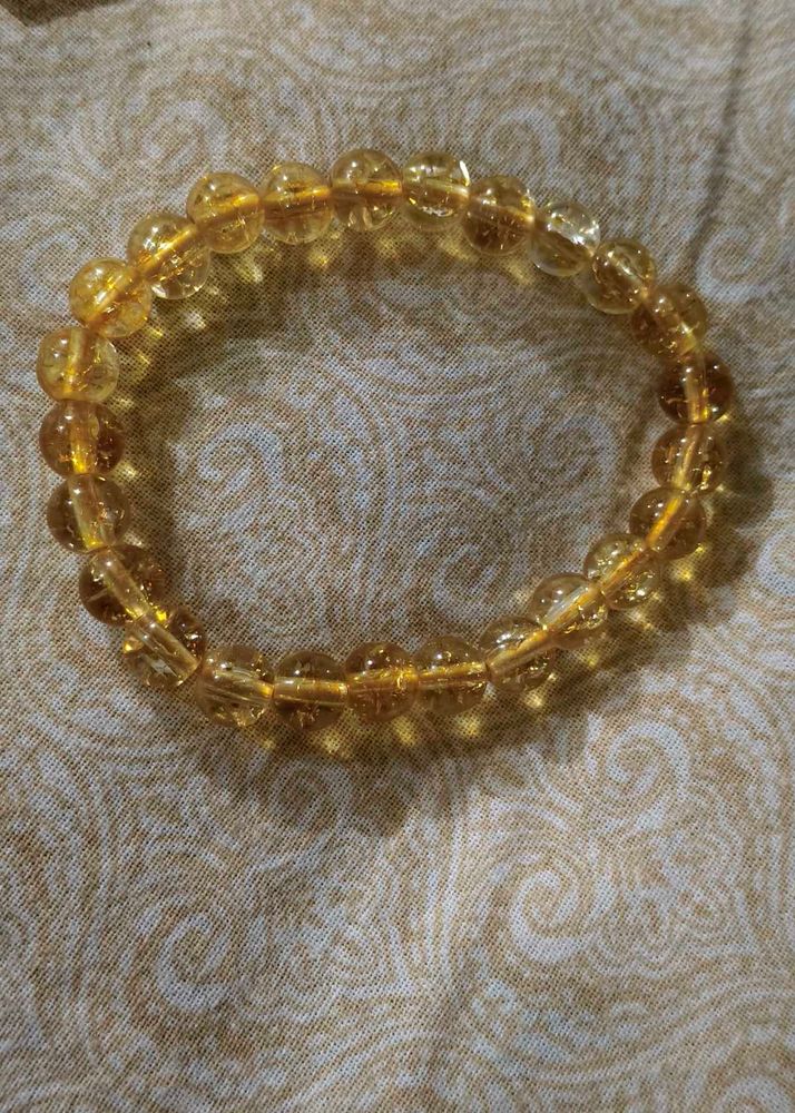 Yellow cetrine..Red  jesper.....Beaded Bracelet.