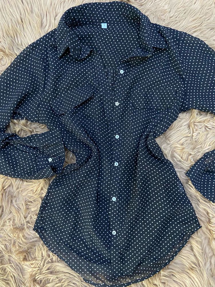 Polka Dot Sheer Blouse