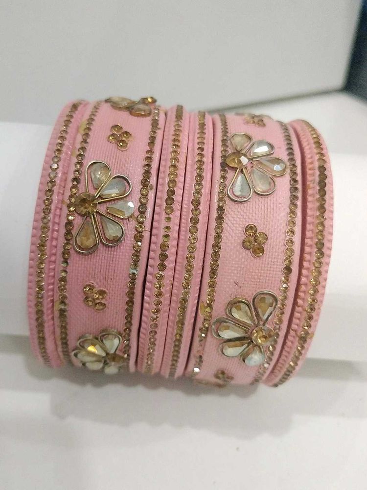 Peach Lakh Bangle Set