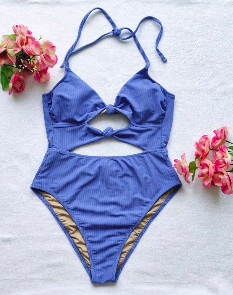 Blue Cutout One Piece Swimsuit