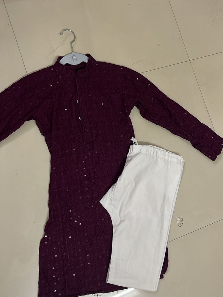 Maroon Kurta with Embellishments