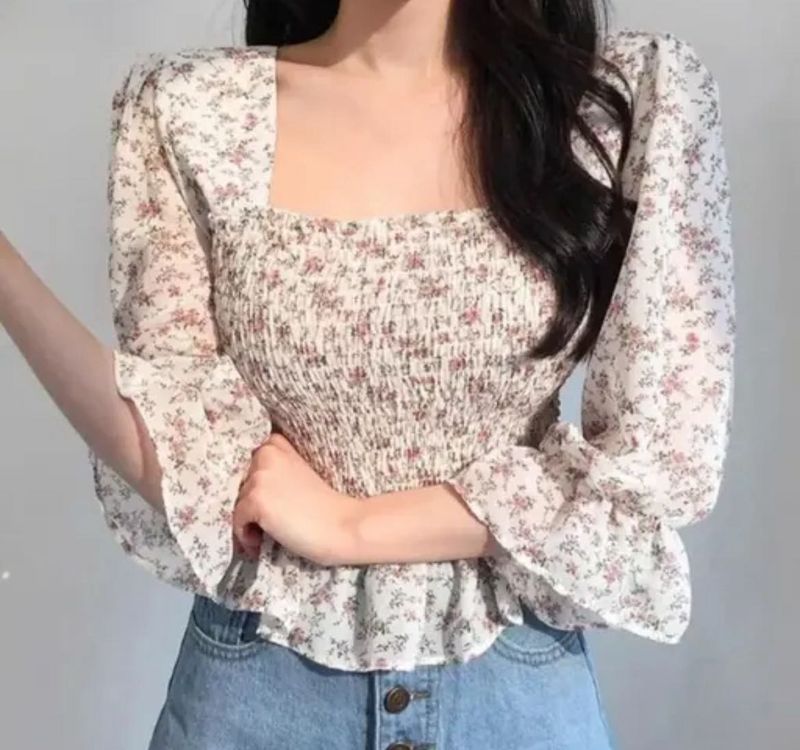 white floral peplum top