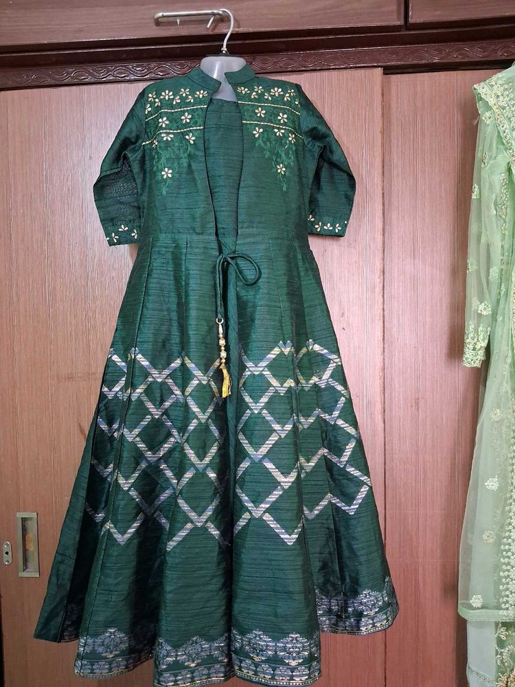 Elegant Green Kurta Set For 7 To 9 Year Gorl