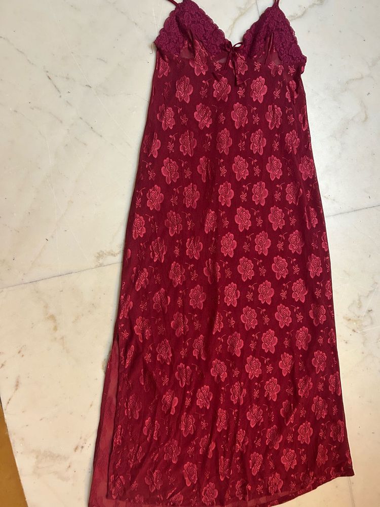 Red Floral Nightgown