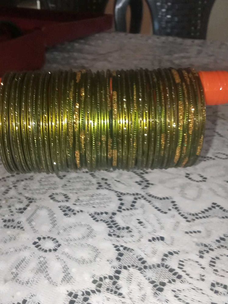 Green &amp; Gold Bangle Set