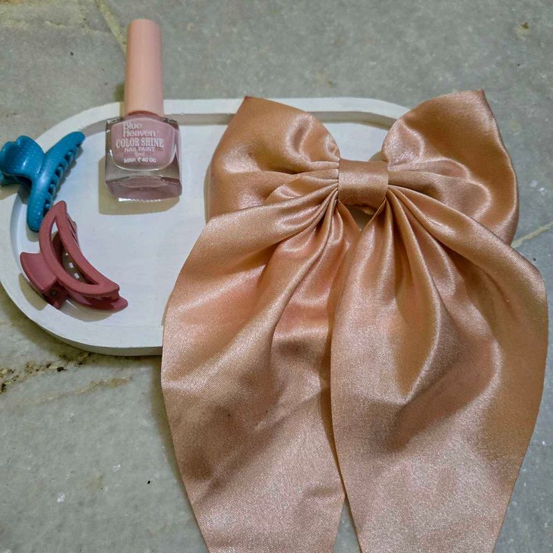 Satin Bow Hair Clip Accessory