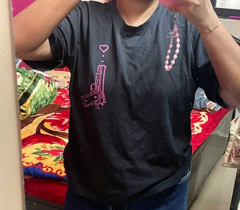 Graphic Print Black T-Shirt