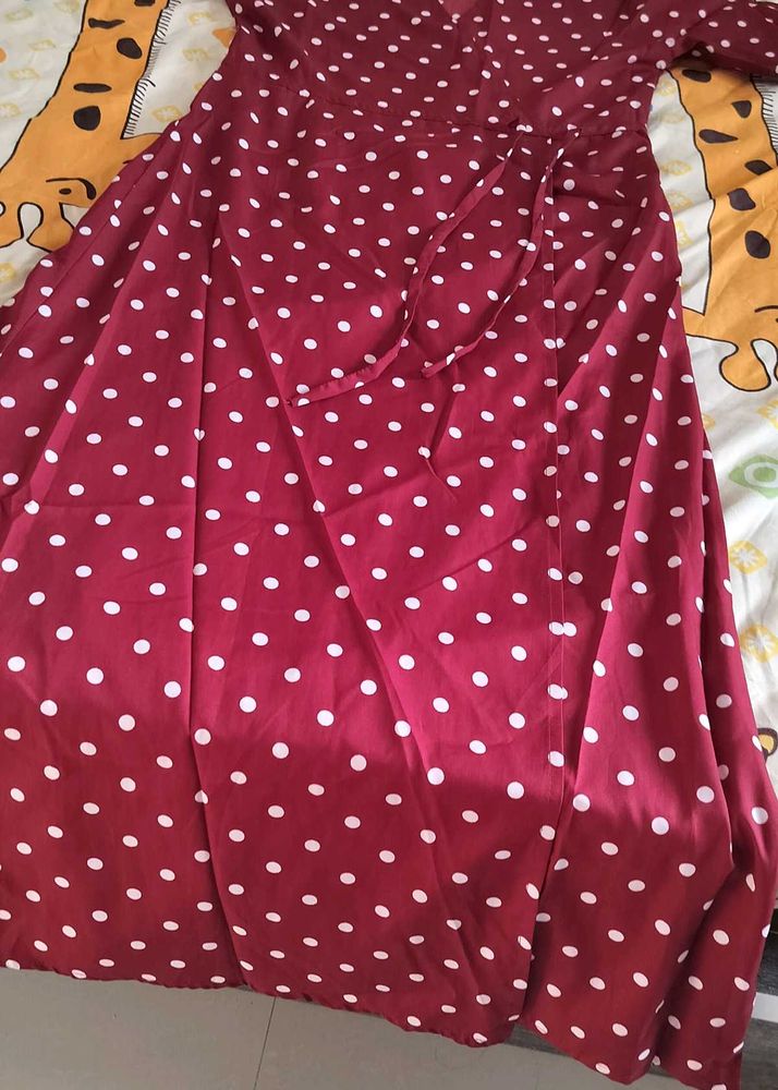 Maroon Polka Dot Dress