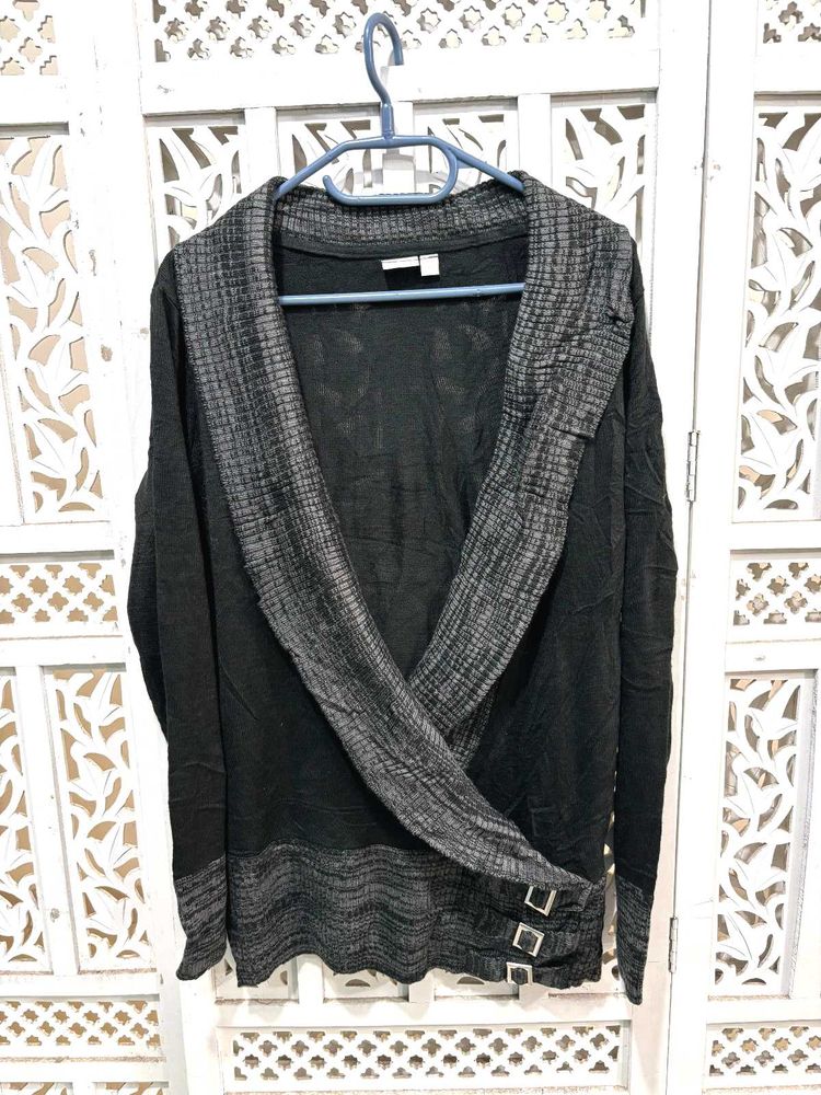 ✈️ Imported Stylish Black Wrap Sweater C