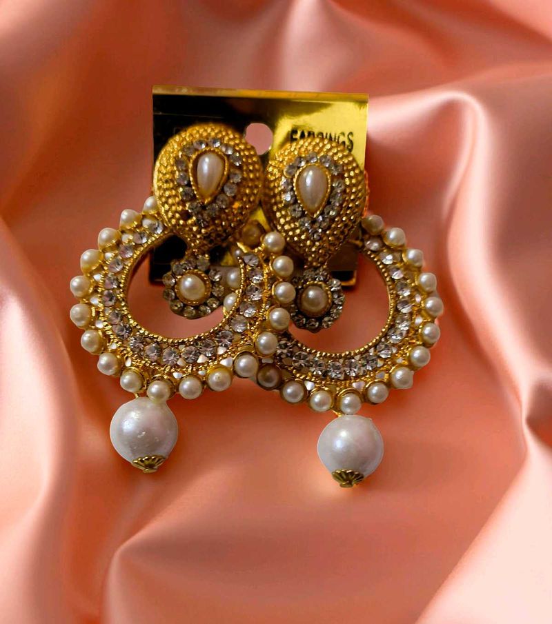 Designer Ethics Party Wear Pearl &amp; Stone Earrings