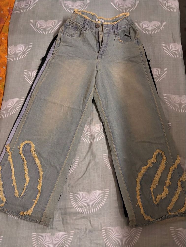 Unique Distressed Wide Leg Jeans