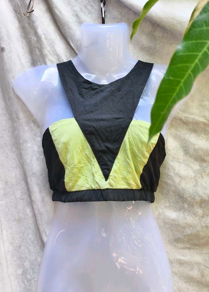 I. BLACK AND NEON GREEN CUTE TOP