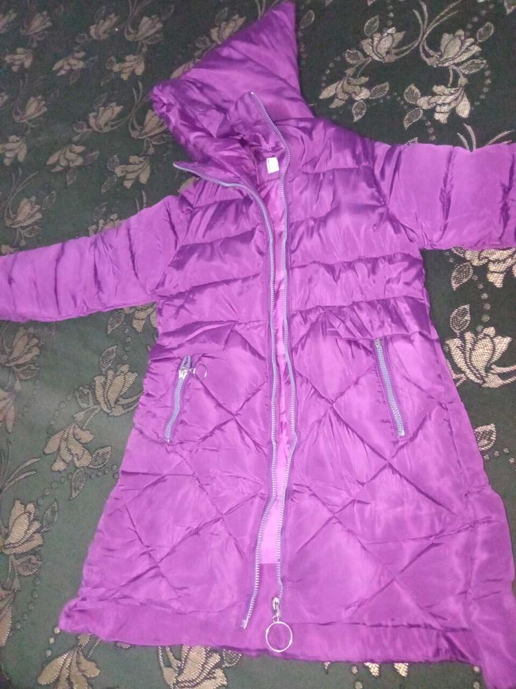 Purple Quilted Puffer Coat#photography#FaithCommun