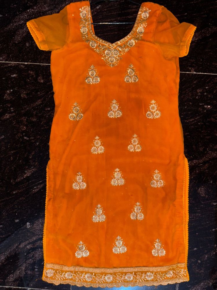 Orange Embroidered Kurta