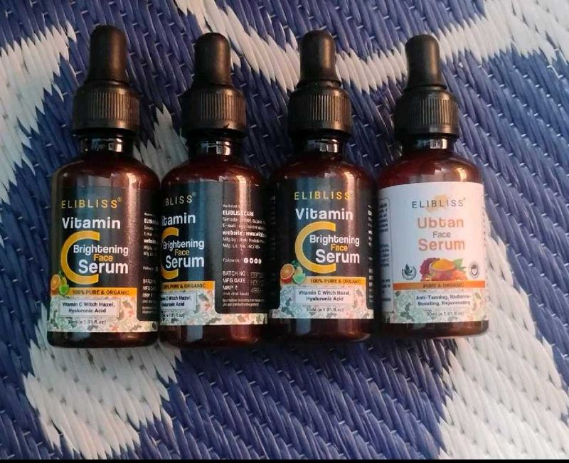(Pack Of 4) 3 Elibliss Vitamin C +1Ubtan Face Seru