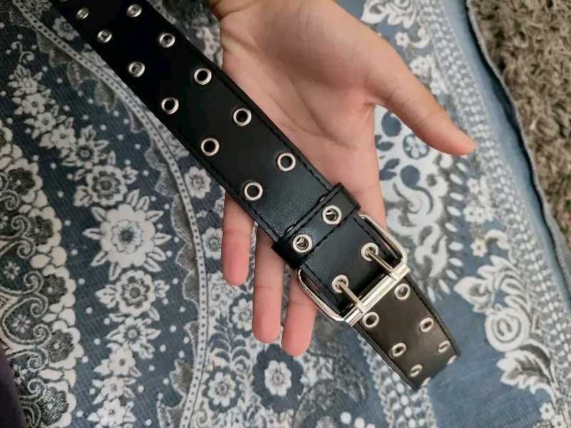 Leather Belt || Double Holed Black