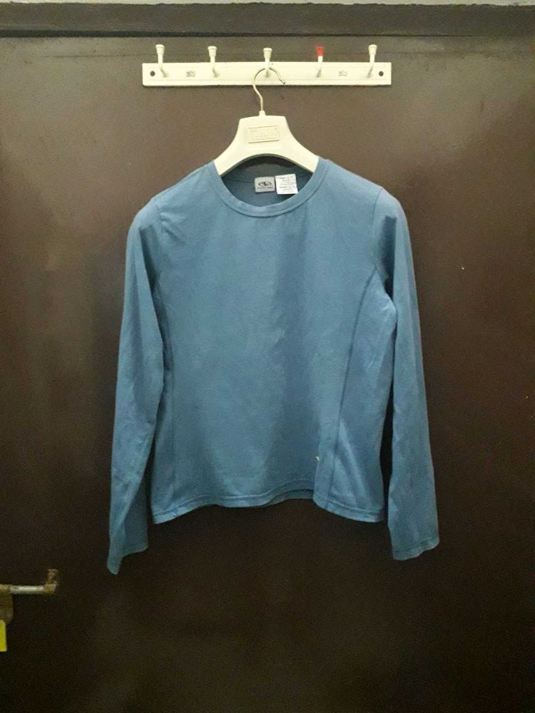 Blue Long Sleeve Workout Top