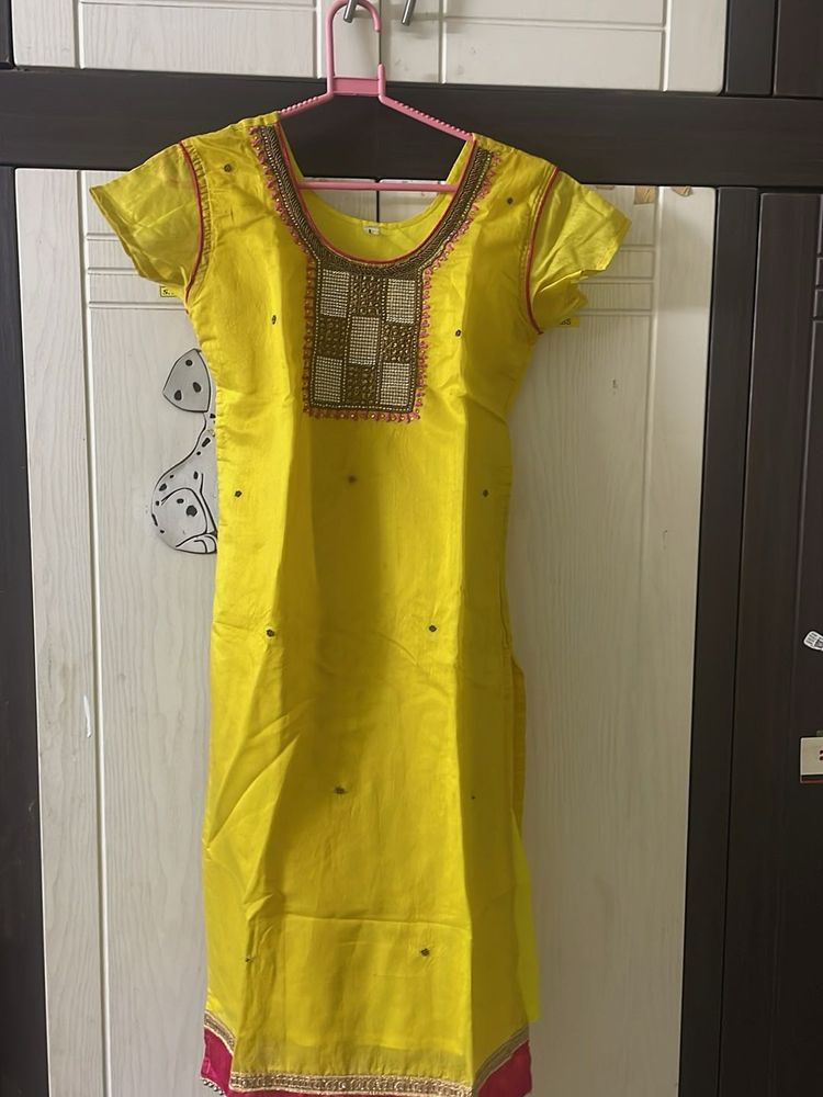 Yellow Embroidered Kurta