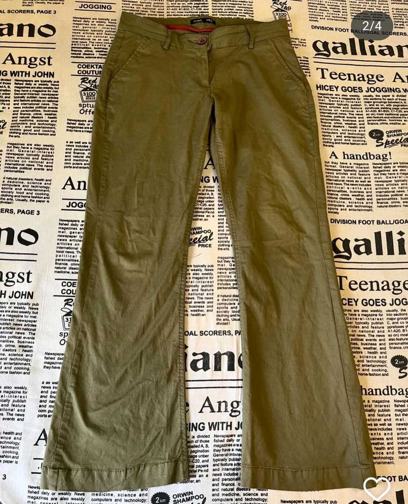 Olive Green Bootcut Trousers