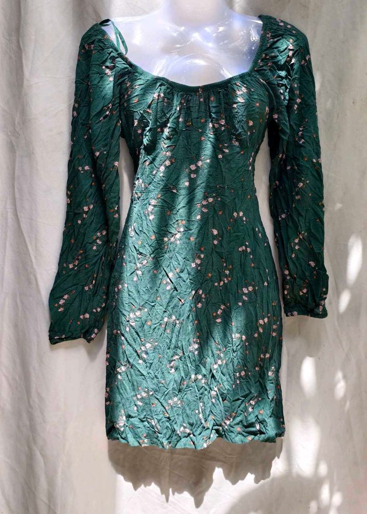 20510. Green Floral Mini Dress