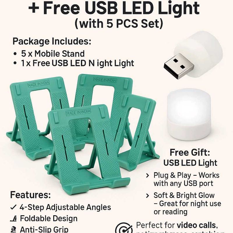 Adjustable Mobile Stands + 🎁 Free USB Bulb