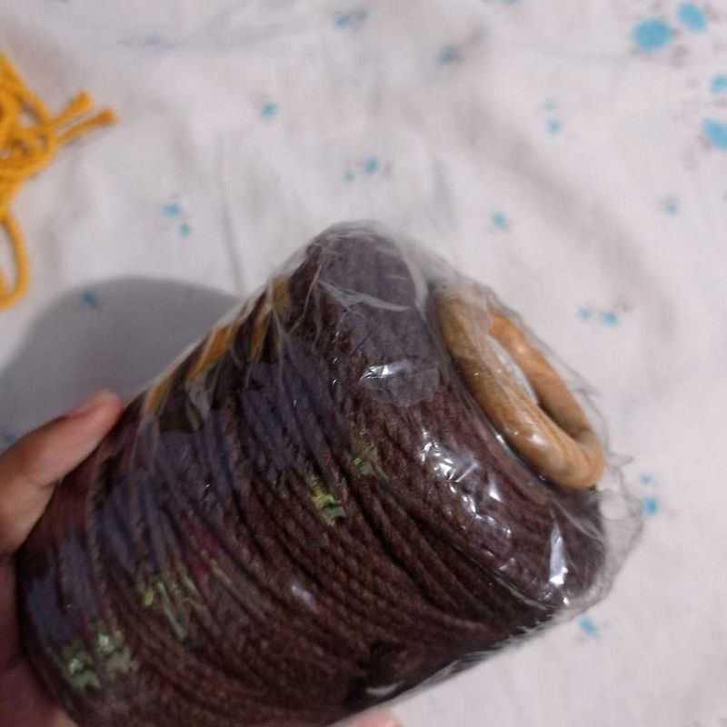 Brown Macrame 2mm Cord and wooden round