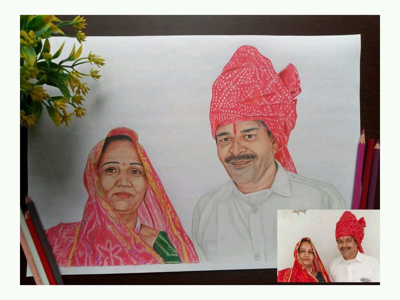 Couple Colour Pencil Portrait