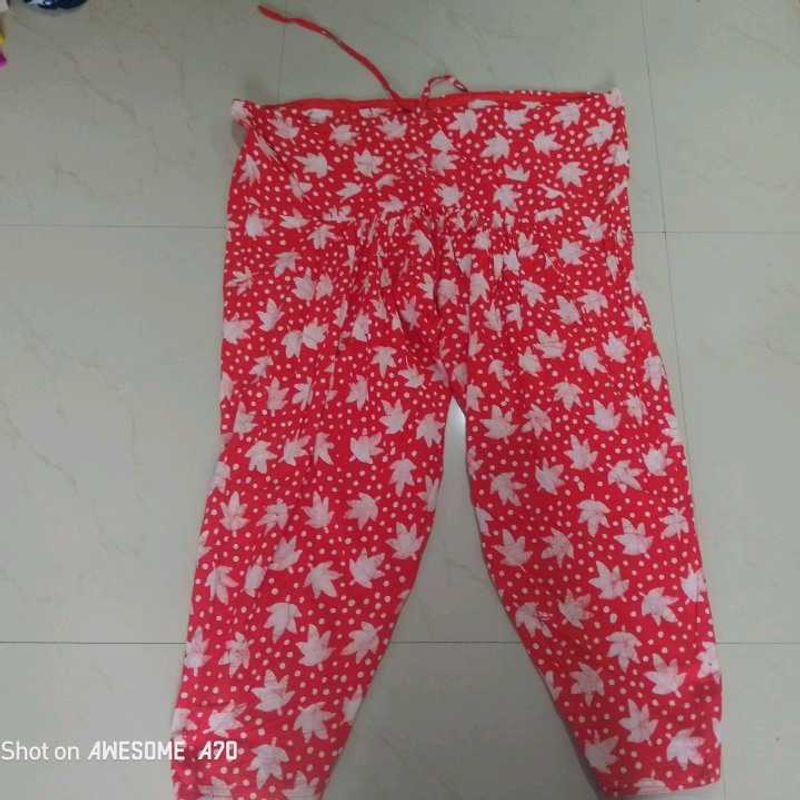 Red &amp; White Floral Print Salwar Pants