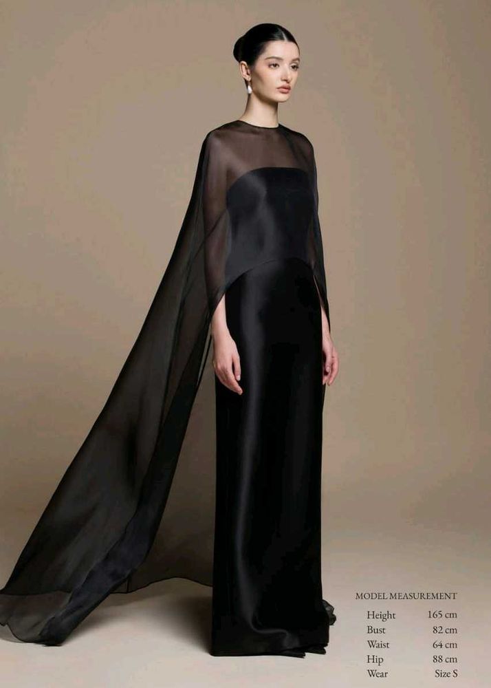 Elegant Black Gown with Cape