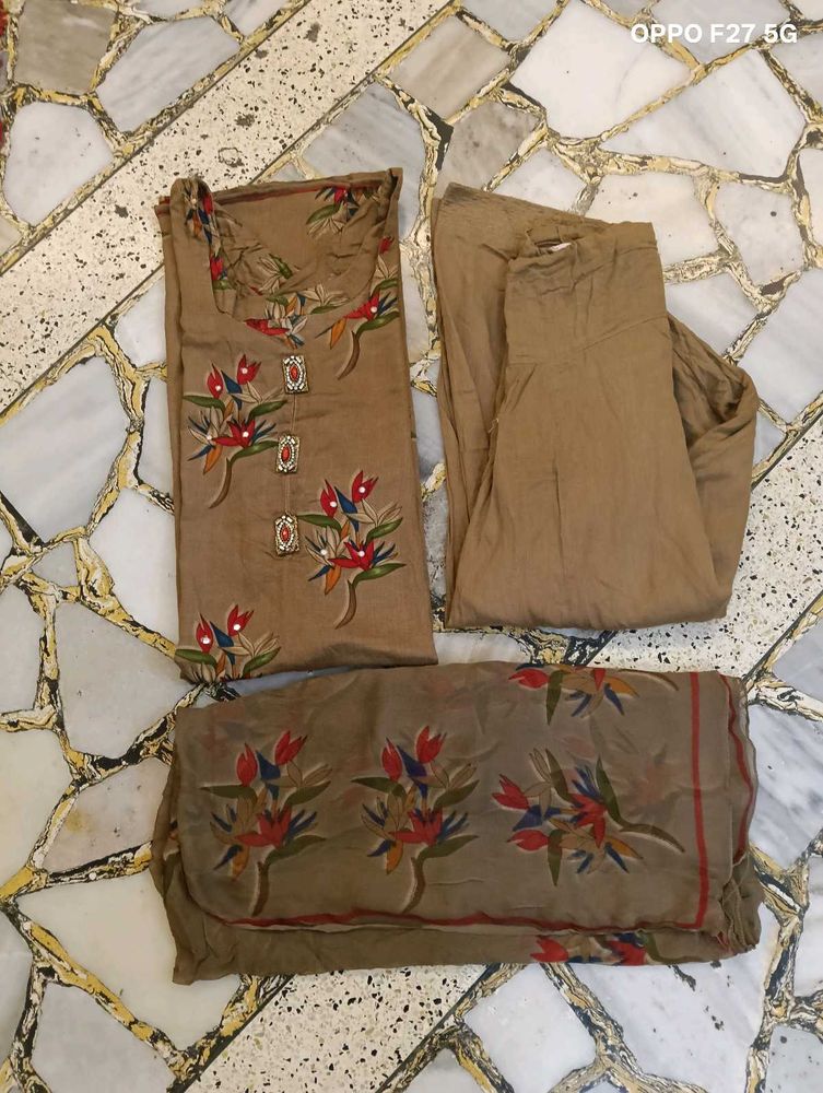 Cotton Salwar Suit With Crepe Dupatta