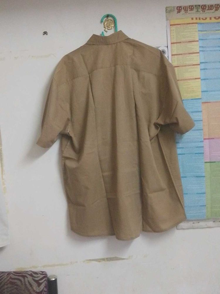 Tan Short Sleeve Button-Down