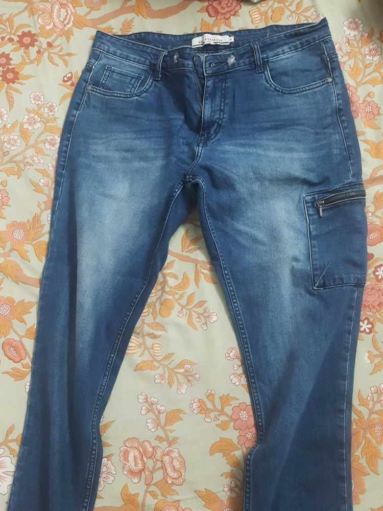 Blue Denim Cargo Jeans