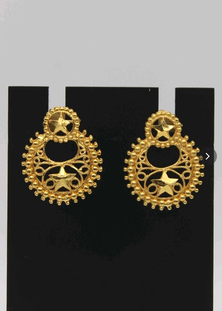 Gold Starburst Drop Earrings [ER862]