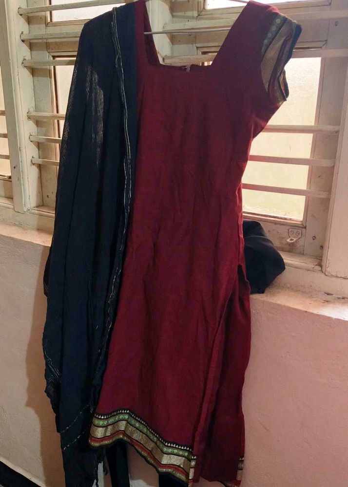 Maroon Kurti with Dupatta And Pant