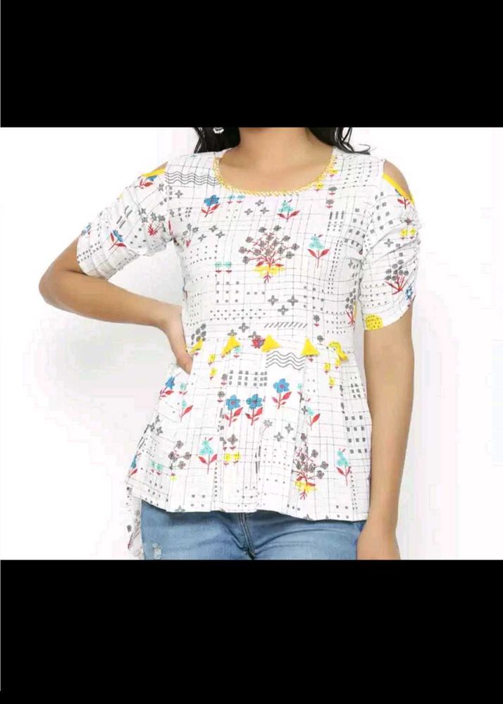 Floral Print White Top
