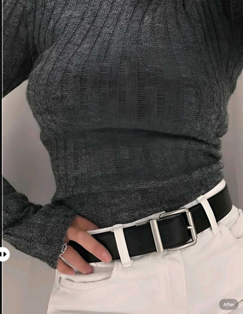 New with tag Pinterest Grey Ribbed Long Sleeve Top