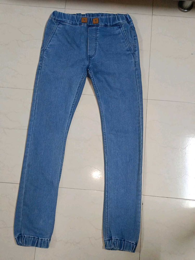 Blue Denim Jogger Pants