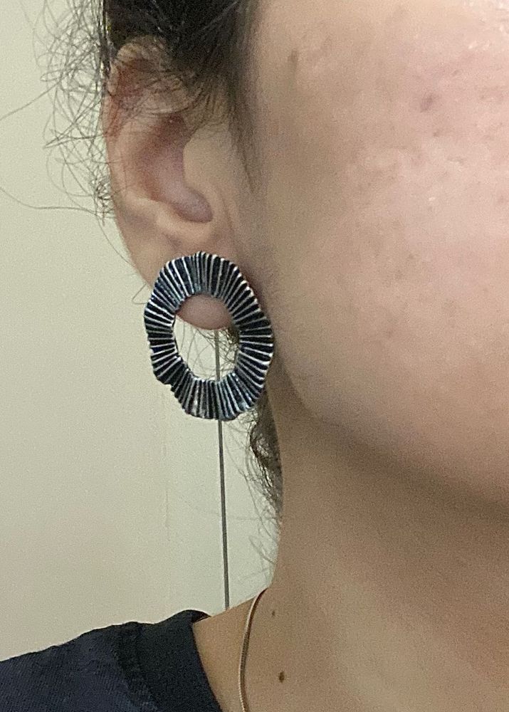 Silver Gunmetal Hoop Earrings