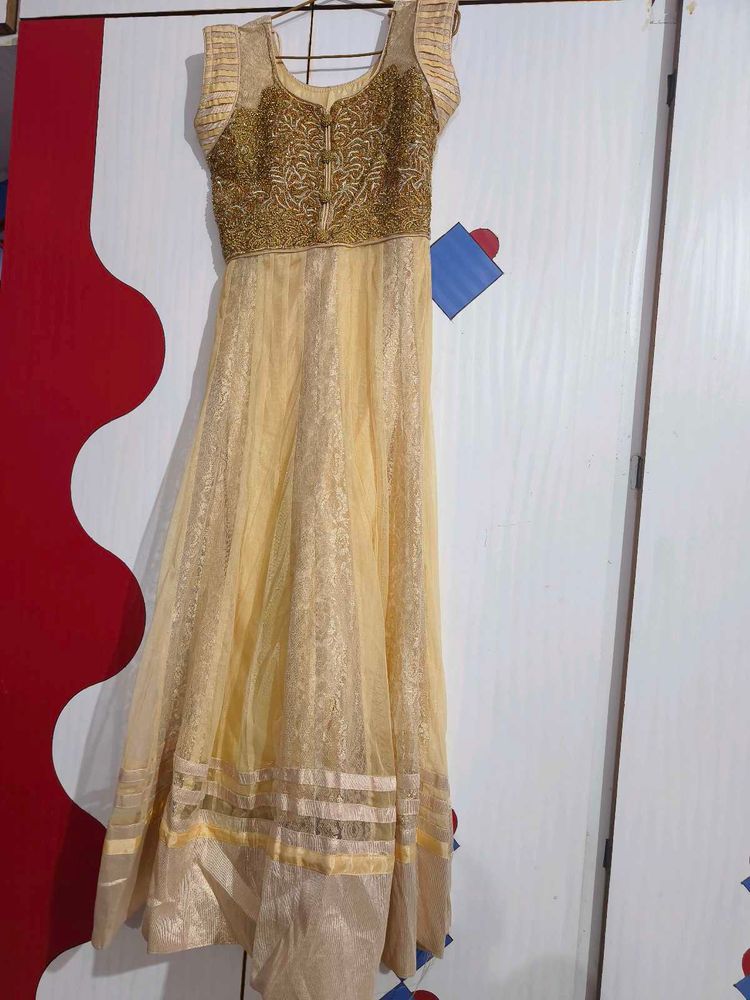 Women Yellow Anarkali Suit With Dupatta