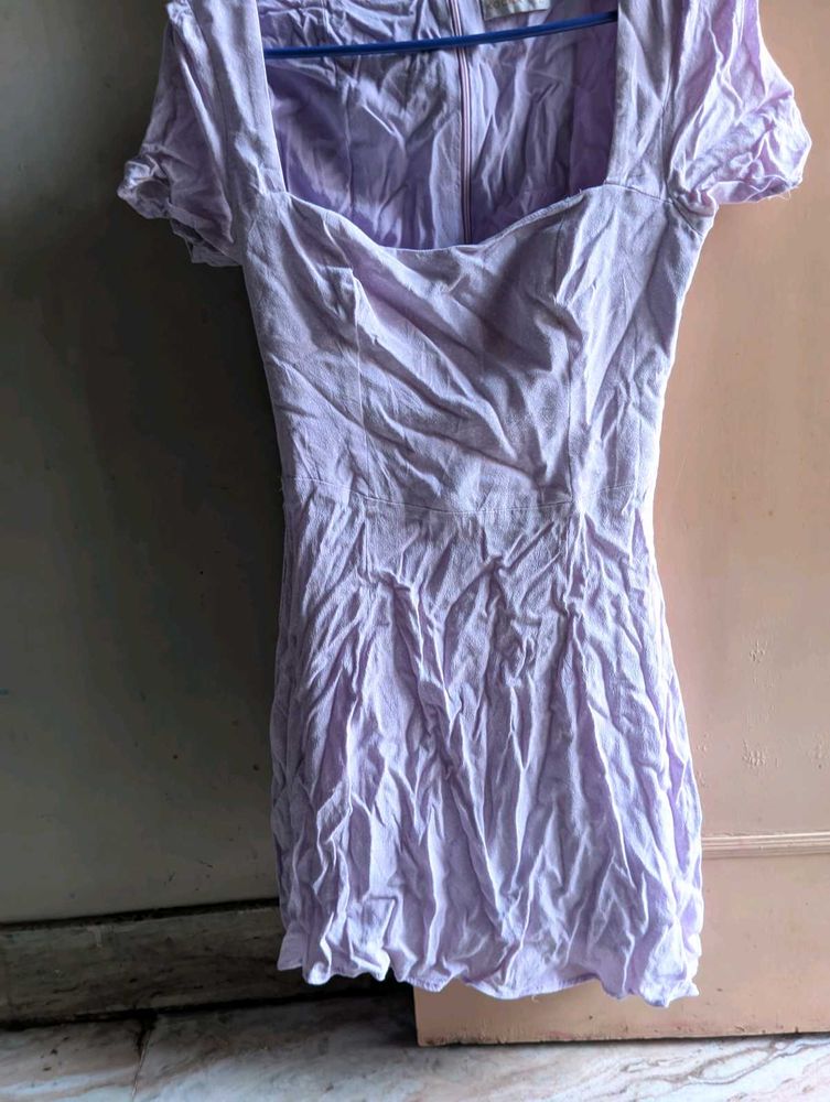 Lilac Ribbed Mini Dress