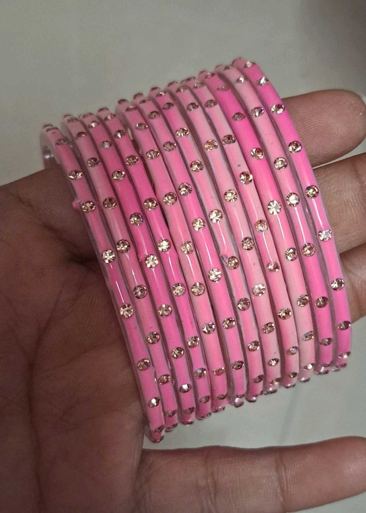 Pink Crystal Bangles