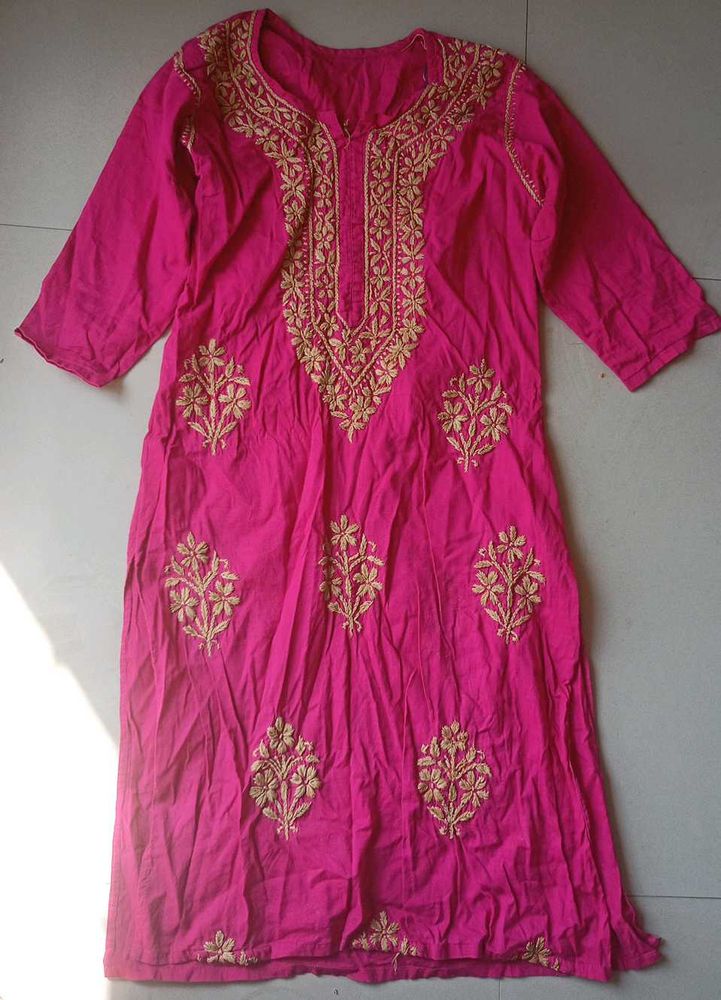 Pink Embroidered Kurta