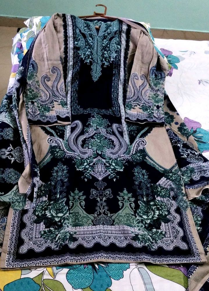 Grey And Blue Pakistani Kurta Set