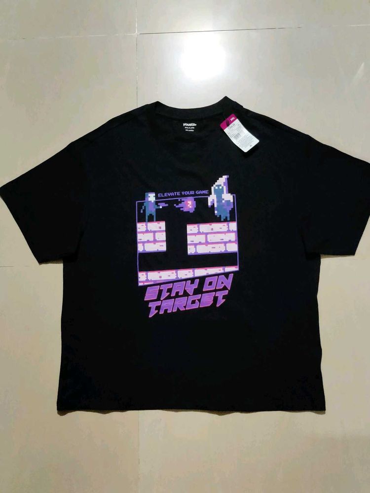 Yousta Printed Relaxed Fit Crew Neck Tshirt